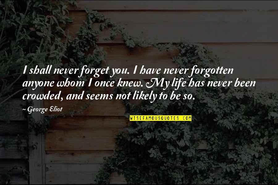 Have Not Forgotten You Quotes By George Eliot: I shall never forget you. I have never
