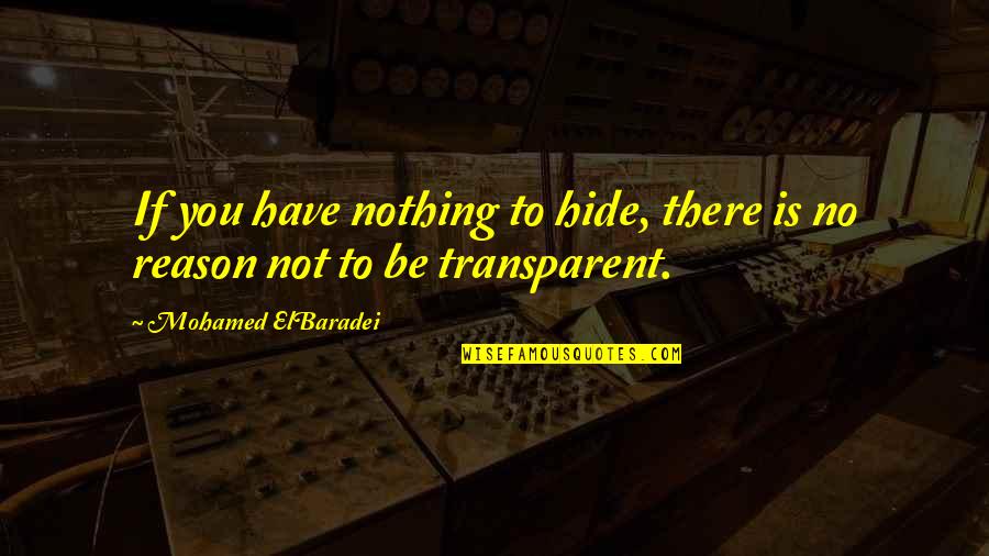 Have Nothing To Hide Quotes By Mohamed ElBaradei: If you have nothing to hide, there is