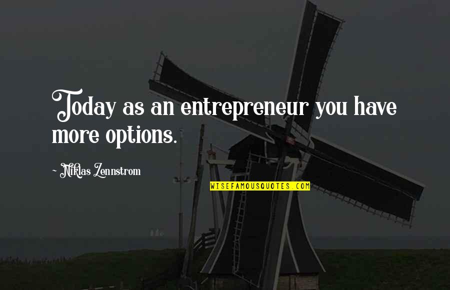 Have Options Quotes By Niklas Zennstrom: Today as an entrepreneur you have more options.