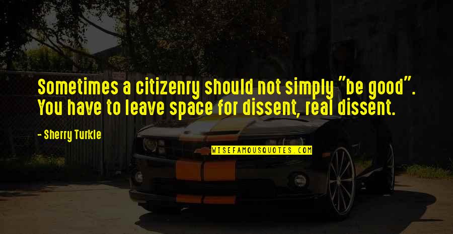 Have To Leave You Quotes By Sherry Turkle: Sometimes a citizenry should not simply "be good".
