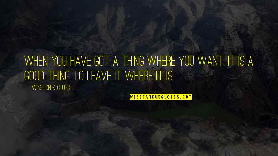 Have To Leave You Quotes By Winston S. Churchill: When you have got a thing where you