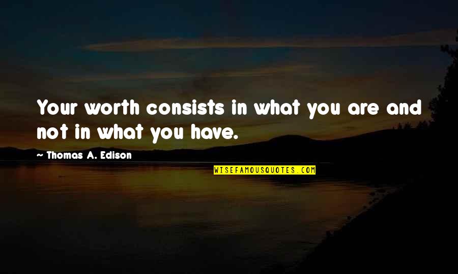 Have What Quotes By Thomas A. Edison: Your worth consists in what you are and