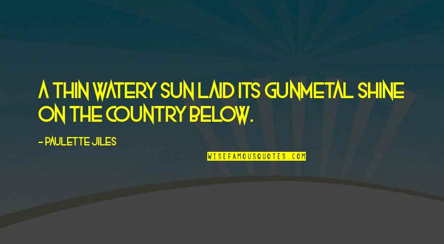 Havemann Austin Quotes By Paulette Jiles: A thin watery sun laid its gunmetal shine Havemann Austin Quotes By Paulette Jiles: A thin watery sun laid its gunmetal shine