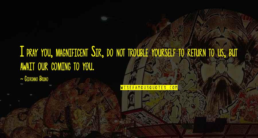 Havent Been Myself Lately Quotes By Giordano Bruno: I pray you, magnificent Sir, do not trouble Havent Been Myself Lately Quotes By Giordano Bruno: I pray you, magnificent Sir, do not trouble