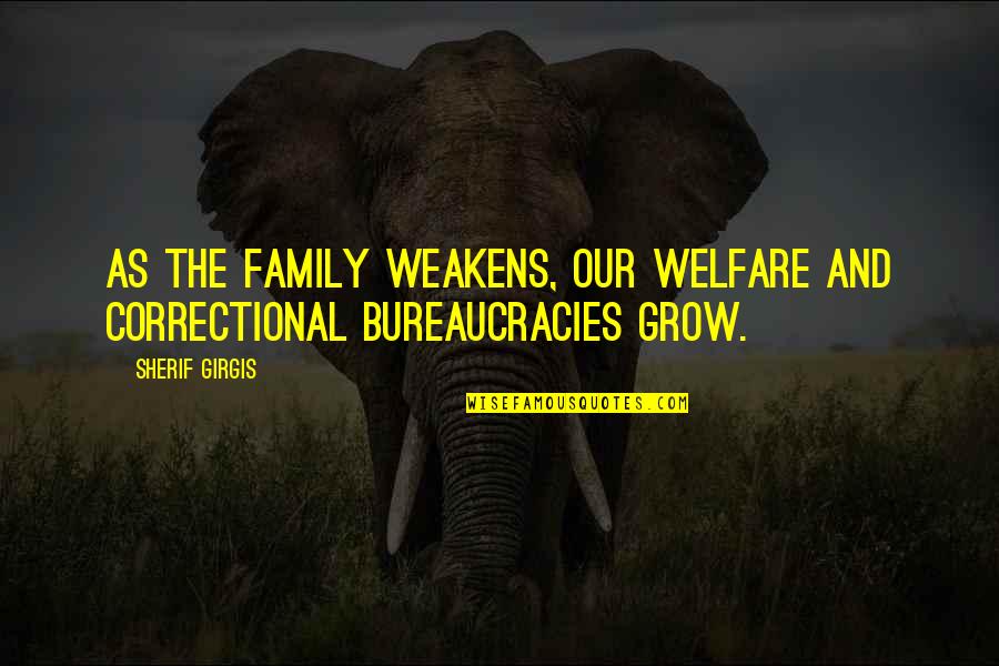 Having A Boring Life Quotes By Sherif Girgis: As the family weakens, our welfare and correctional