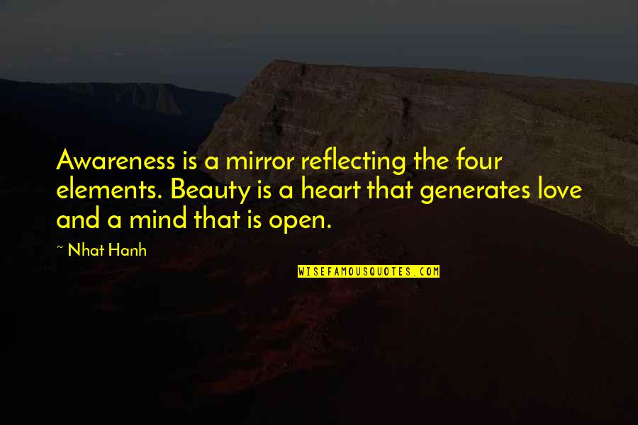 Having A Breakthrough Quotes By Nhat Hanh: Awareness is a mirror reflecting the four elements.