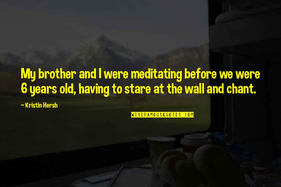 Having A Brother Quotes By Kristin Hersh: My brother and I were meditating before we Having A Brother Quotes By Kristin Hersh: My brother and I were meditating before we