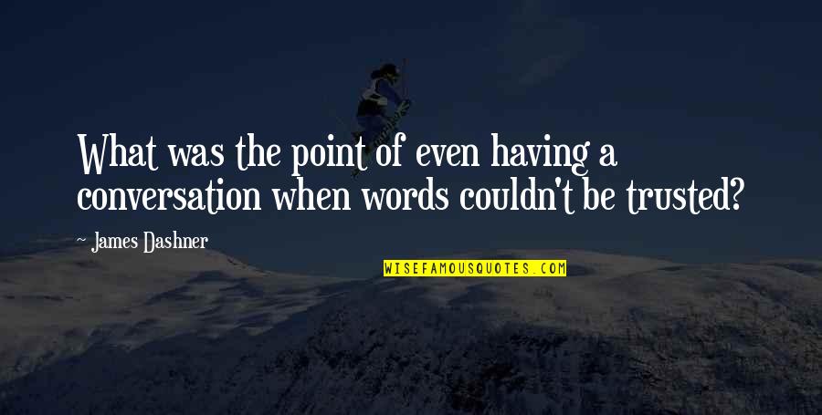 Having A Conversation Quotes By James Dashner: What was the point of even having a