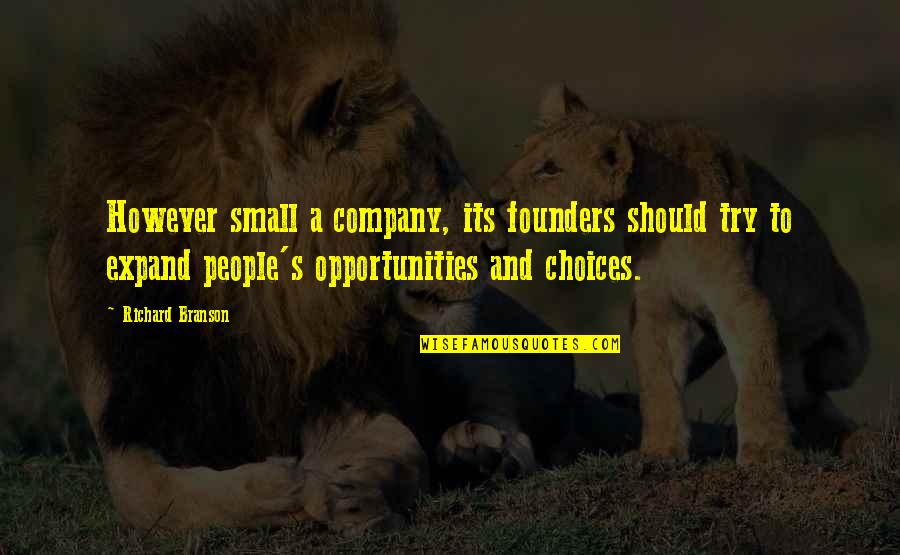 Having A Crush On Someone You Just Met Quotes By Richard Branson: However small a company, its founders should try