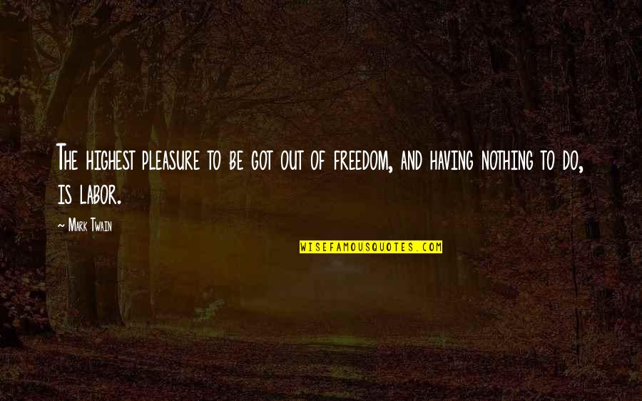 Having A Day Off Quotes By Mark Twain: The highest pleasure to be got out of