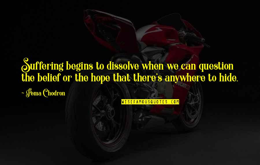 Having A Good Night Out Quotes By Pema Chodron: Suffering begins to dissolve when we can question