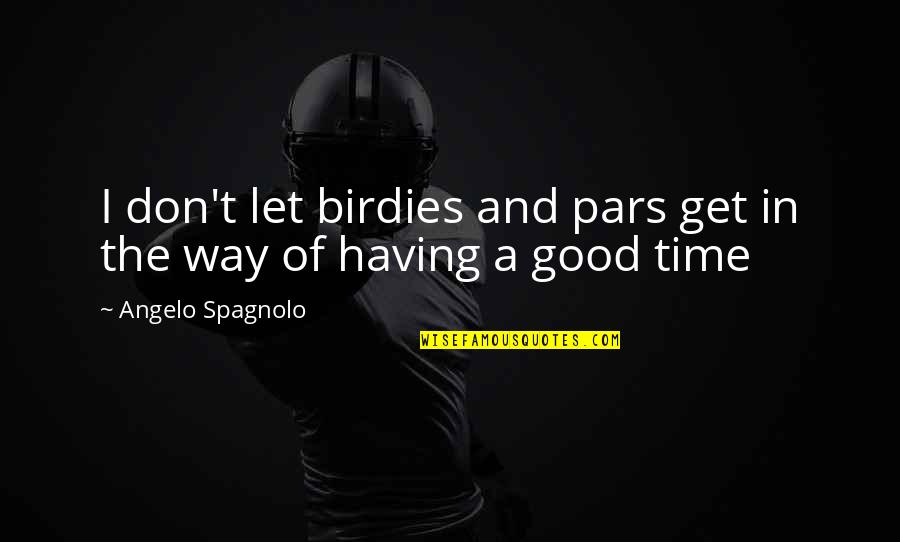 Having A Good Time Quotes By Angelo Spagnolo: I don't let birdies and pars get in