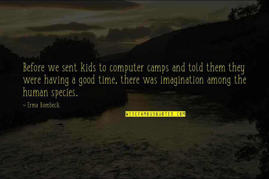 Having A Good Time Quotes By Erma Bombeck: Before we sent kids to computer camps and