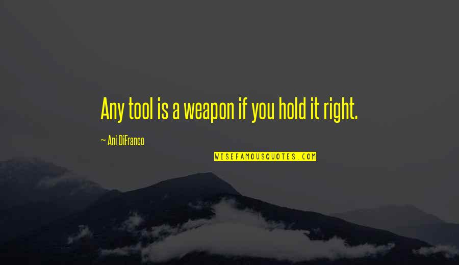 Having A Great Night Quotes By Ani DiFranco: Any tool is a weapon if you hold Having A Great Night Quotes By Ani DiFranco: Any tool is a weapon if you hold