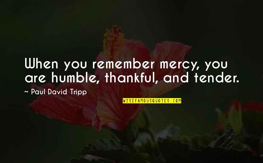 Having A Great Sister Quotes By Paul David Tripp: When you remember mercy, you are humble, thankful,