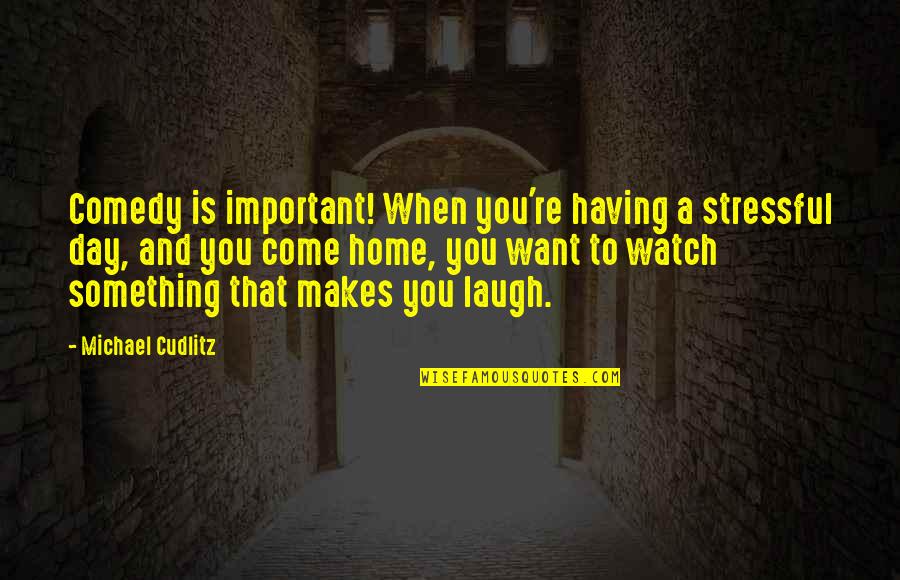 Having A Home Quotes By Michael Cudlitz: Comedy is important! When you're having a stressful