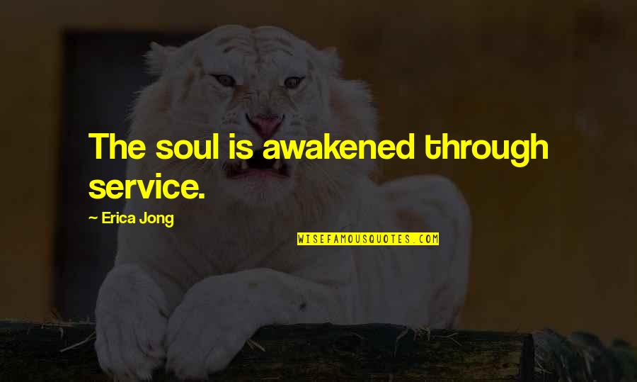 Having A Low Grade Quotes By Erica Jong: The soul is awakened through service.