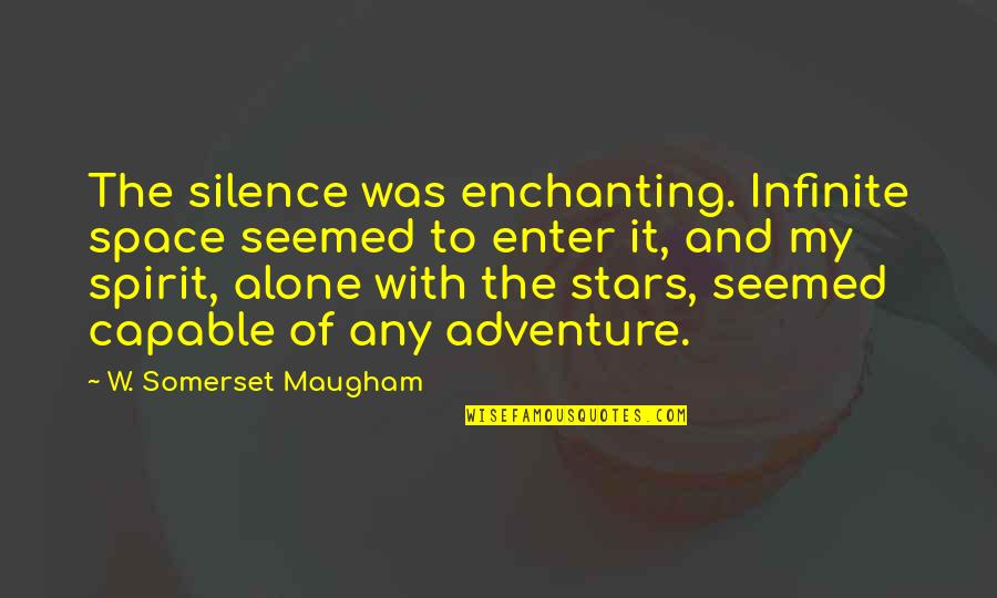 Having A Low Grade Quotes By W. Somerset Maugham: The silence was enchanting. Infinite space seemed to