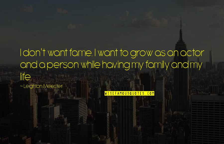 Having A Person Quotes By Leighton Meester: I don't want fame. I want to grow