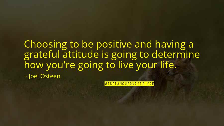 Having A Positive Life Quotes By Joel Osteen: Choosing to be positive and having a grateful
