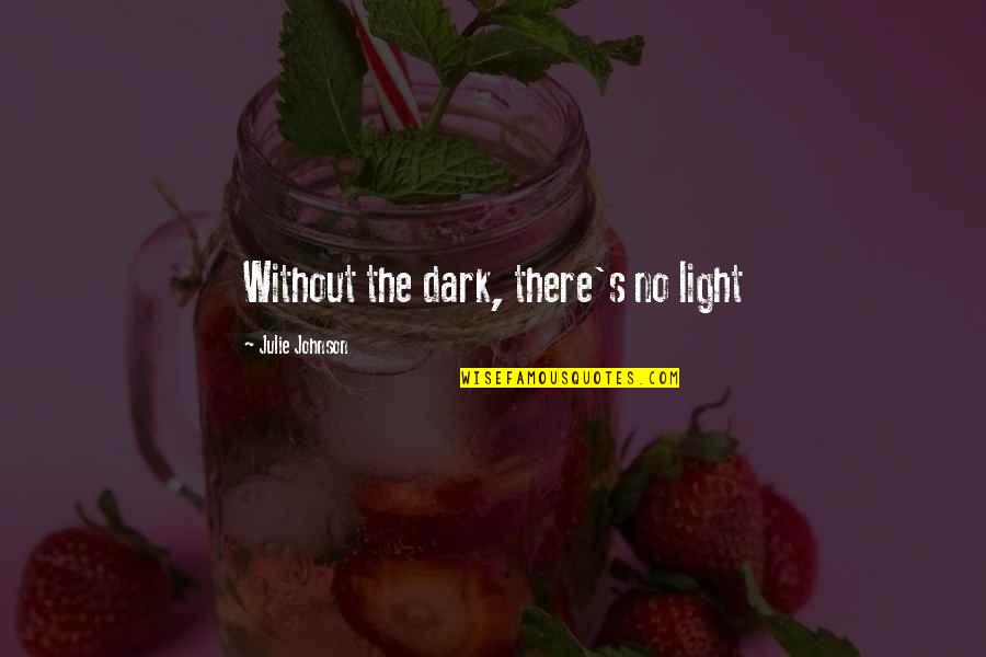 Having A Wonderful Day Quotes By Julie Johnson: Without the dark, there's no light