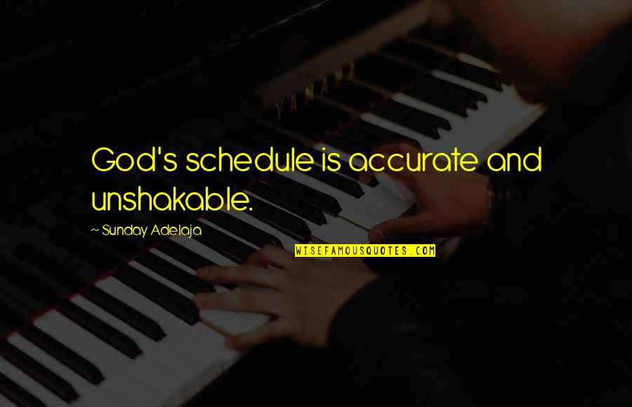 Having Blonde Moments Quotes By Sunday Adelaja: God's schedule is accurate and unshakable.