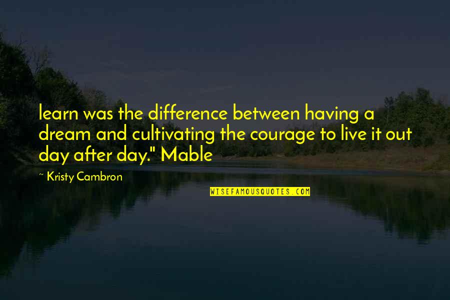 Having Courage Quotes By Kristy Cambron: learn was the difference between having a dream