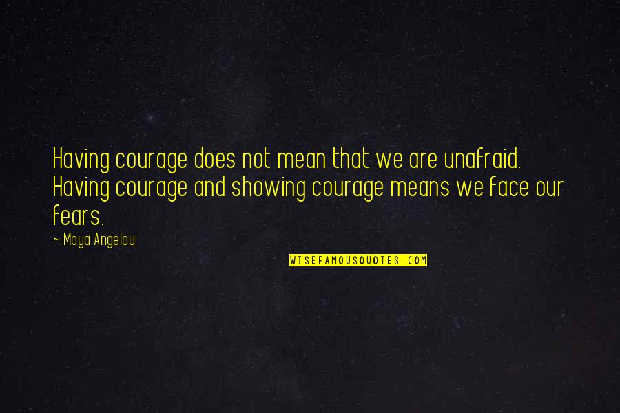 Having Courage Quotes By Maya Angelou: Having courage does not mean that we are