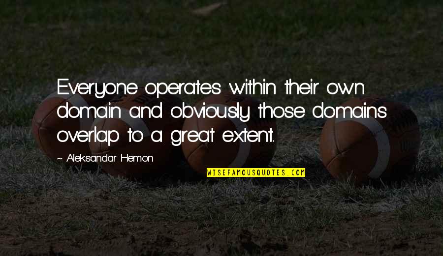 Having Different Moods Quotes By Aleksandar Hemon: Everyone operates within their own domain and obviously