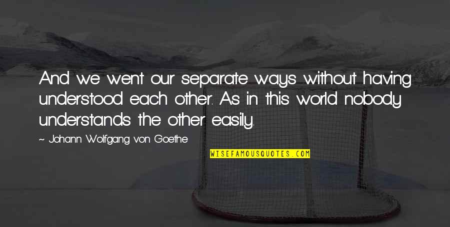 Having Each Other Quotes By Johann Wolfgang Von Goethe: And we went our separate ways without having