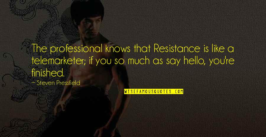 Having Faith Picture Quotes By Steven Pressfield: The professional knows that Resistance is like a
