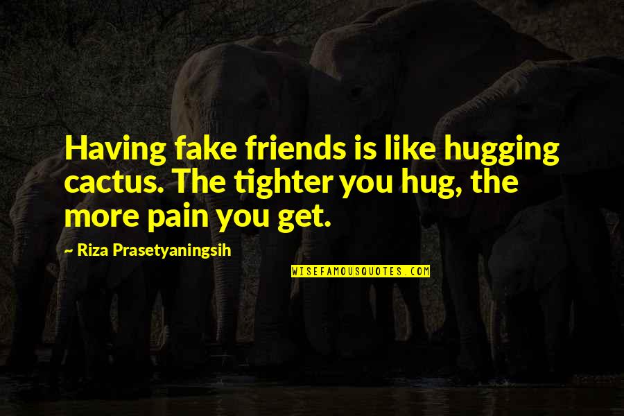 Having Friends Like You Quotes By Riza Prasetyaningsih: Having fake friends is like hugging cactus. The