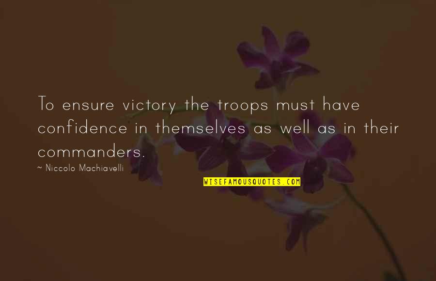 Having Fun Relationship Quotes By Niccolo Machiavelli: To ensure victory the troops must have confidence