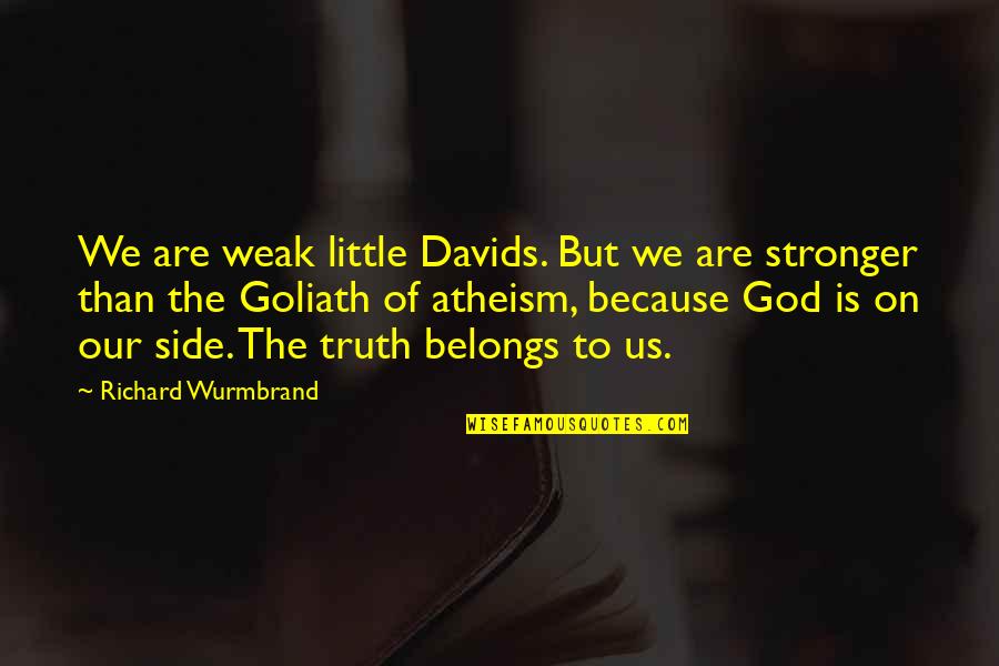 Having Fun With Best Friends Quotes By Richard Wurmbrand: We are weak little Davids. But we are