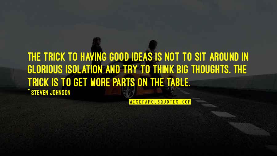 Having Good Ideas Quotes By Steven Johnson: The trick to having good ideas is not