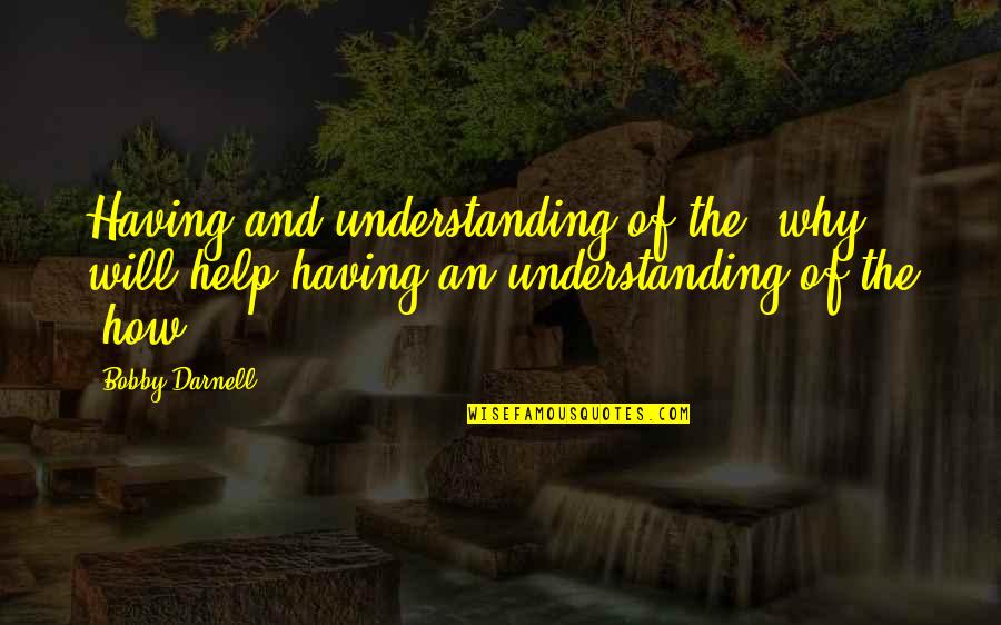 Having Help Quotes By Bobby Darnell: Having and understanding of the 'why' will help