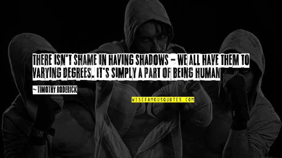 Having Help Quotes By Timothy Roderick: there isn't shame in having shadows - we