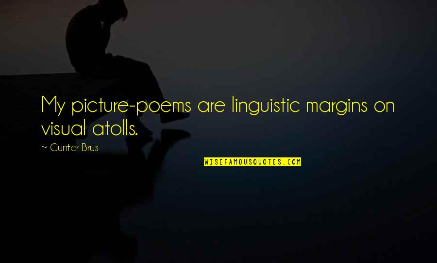 Having Hobbies Quotes By Gunter Brus: My picture-poems are linguistic margins on visual atolls.