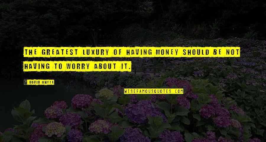 Having Money Quotes By David Whyte: The greatest luxury of having money should be