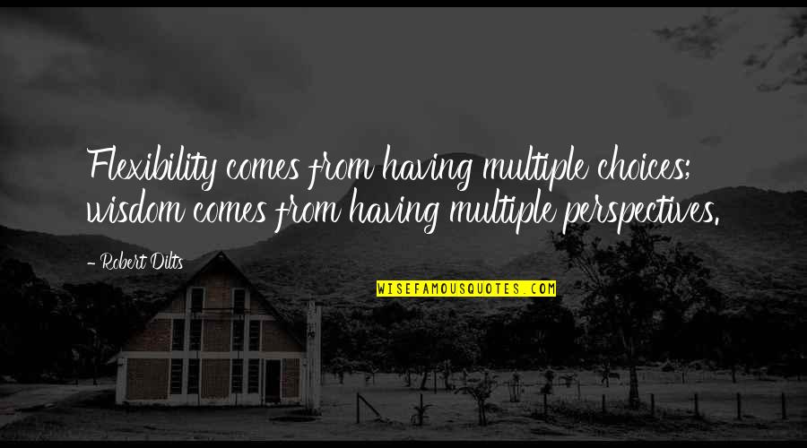 Having No Other Choice Quotes By Robert Dilts: Flexibility comes from having multiple choices; wisdom comes