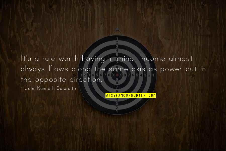 Having No Power Quotes By John Kenneth Galbraith: It's a rule worth having in mind. Income