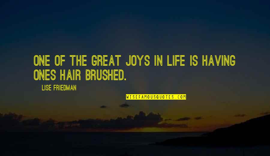 Having One Life Quotes By Lise Friedman: One of the great joys in life is