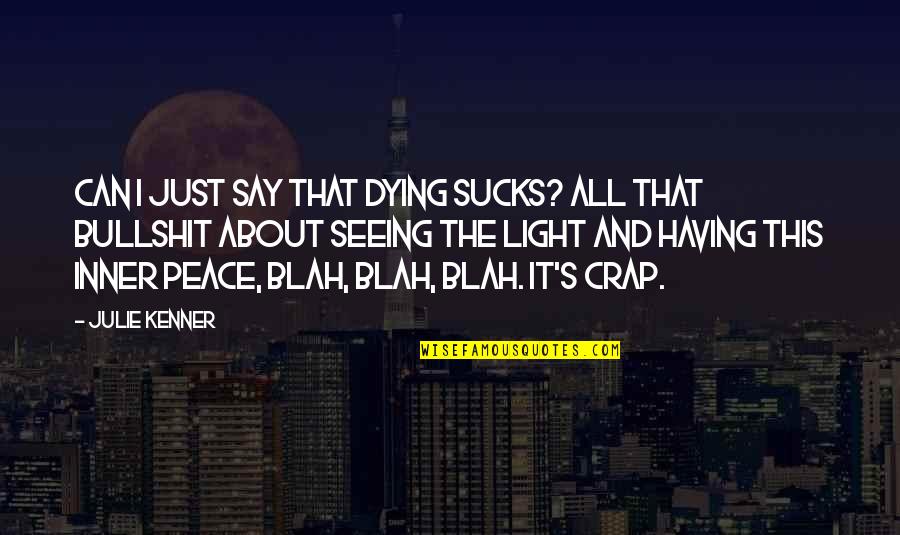 Having Peace Within Quotes By Julie Kenner: Can I just say that dying sucks? All