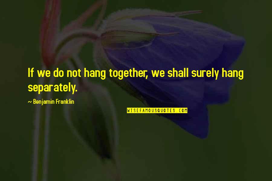 Having Poise Quotes By Benjamin Franklin: If we do not hang together, we shall