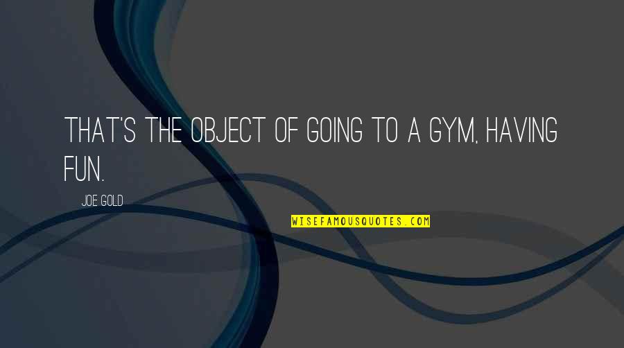 Having Some Fun Quotes By Joe Gold: That's the object of going to a gym,
