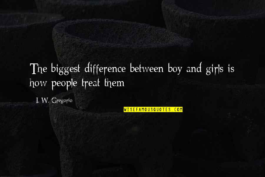 Having Someone Right In Front Of You Quotes By I. W. Gregorio: The biggest difference between boy and girls is