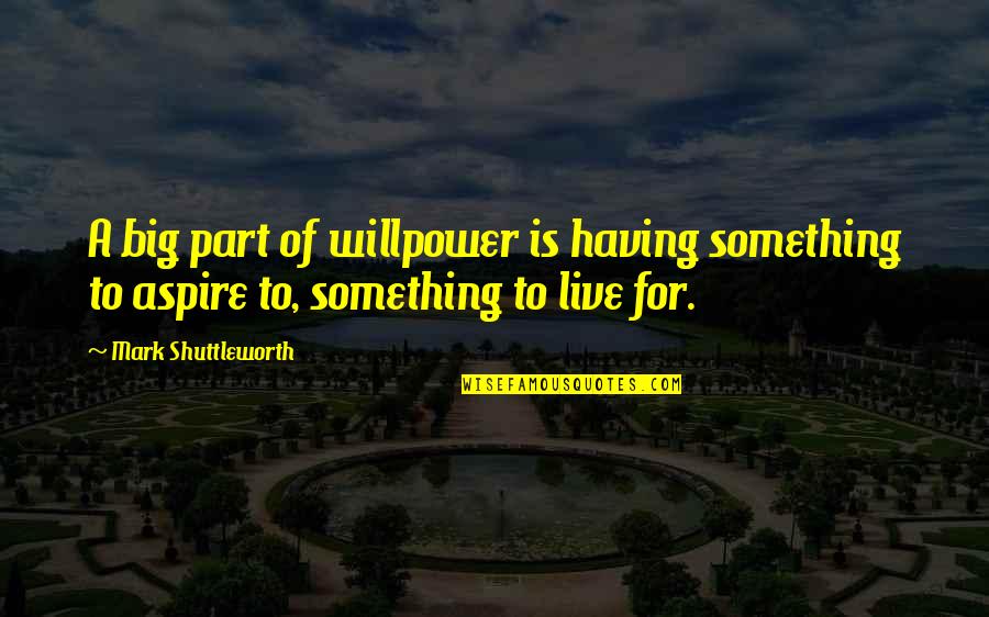 Having Something To Live For Quotes By Mark Shuttleworth: A big part of willpower is having something