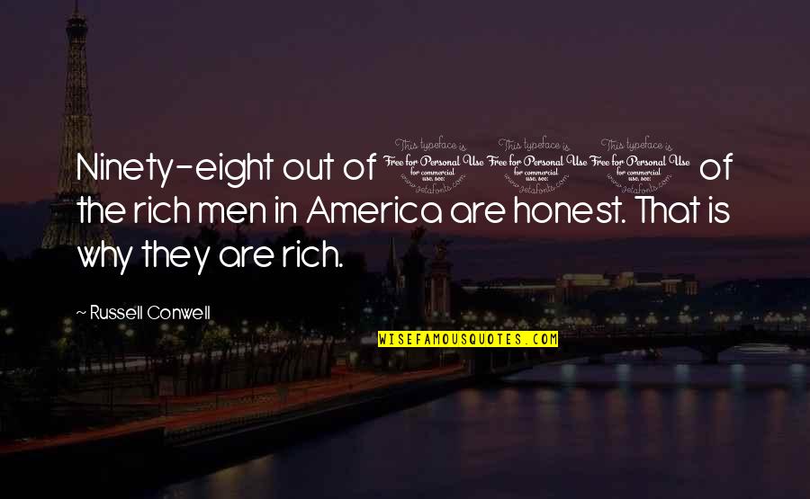 Having Strength To Let Go Quotes By Russell Conwell: Ninety-eight out of 100 of the rich men