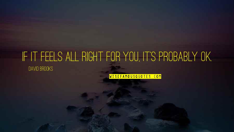 Having Stupid Friends Quotes By David Brooks: If it feels all right for you, it's Having Stupid Friends Quotes By David Brooks: If it feels all right for you, it's