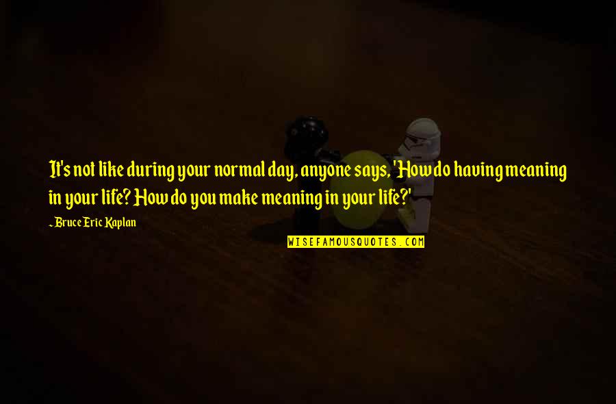 Having The Best Day Of Your Life Quotes By Bruce Eric Kaplan: It's not like during your normal day, anyone